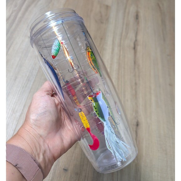 Tervis Fishing Lures Water Bottle With Lid 24oz Clear Cold/Hot Made In America - Picture 6 of 8